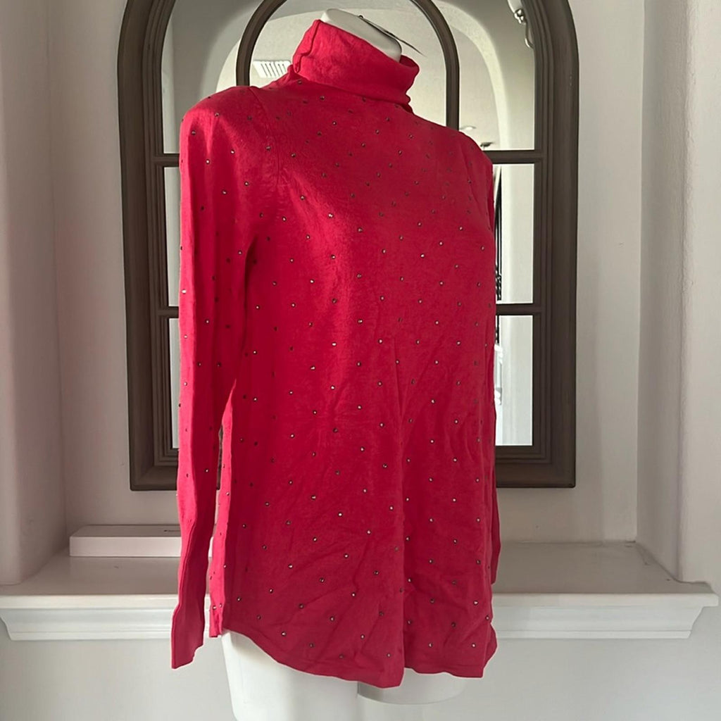 NIC+ZOE Twinkle Turtleneck Sweater in Rose, Size M New w/Tag Retail $158