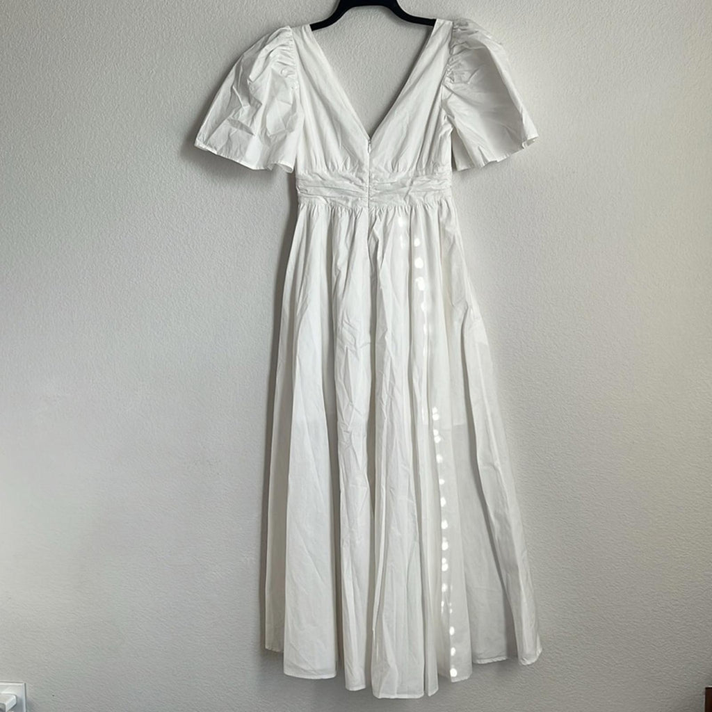 Rhode Margot Cotton Flutter Sleeve Maxi Dress in White, NWT, Size 4