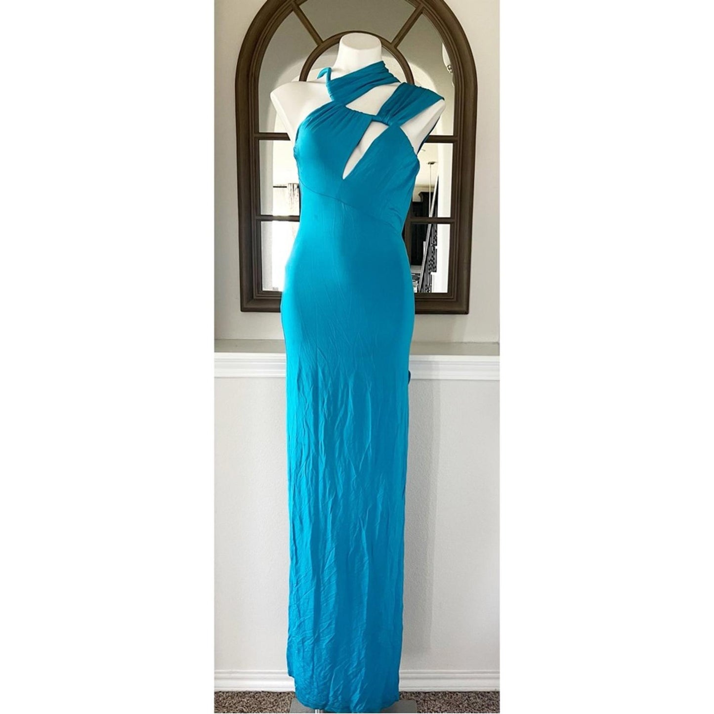 Et Ochs x Revolve June Cutout Ruched Gown in Cyan Blue Size 6 New w/Tag $1,695