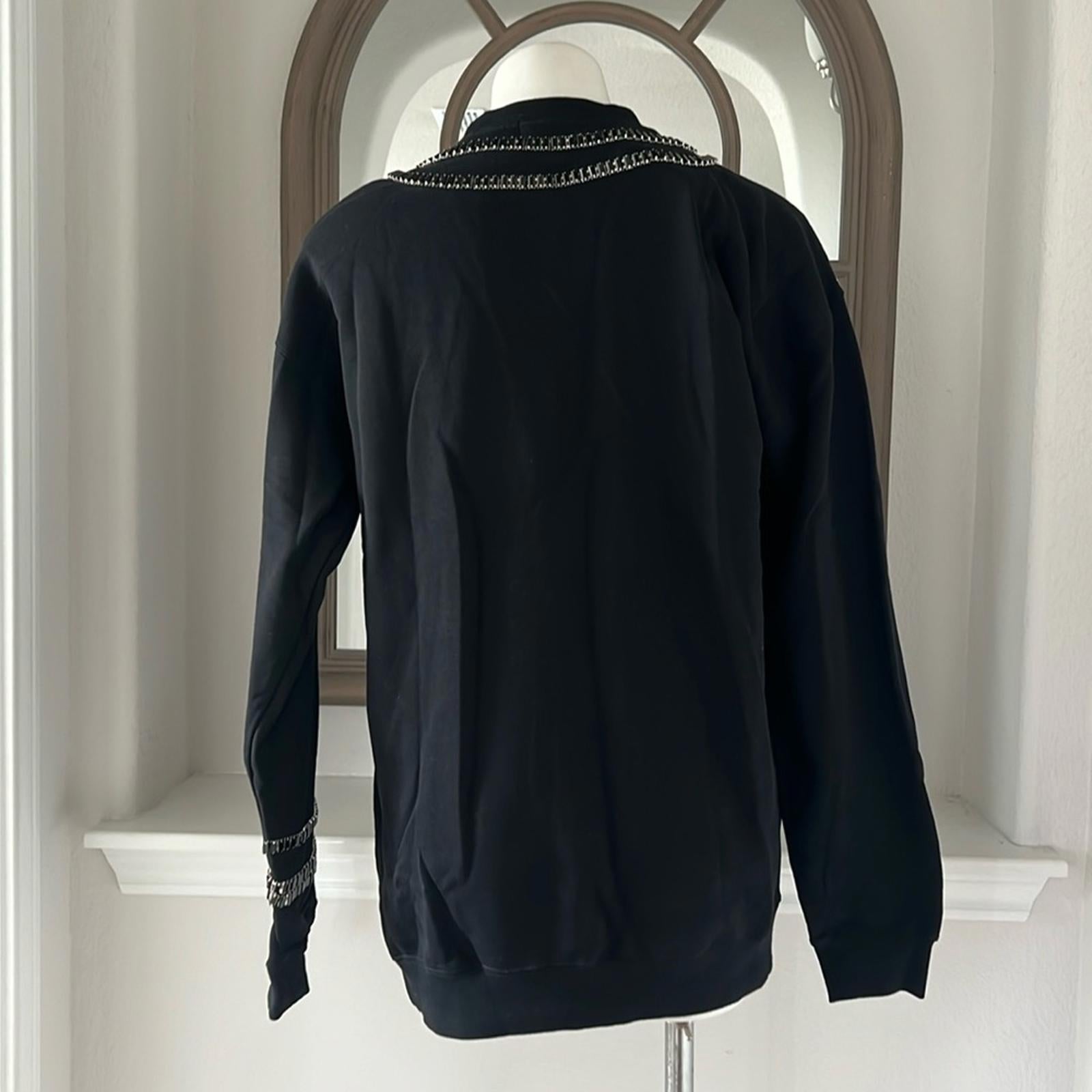 Collina Strada Baguette Crystal Trim Cotton Sweatshirt Tennis Crew Size M NEW