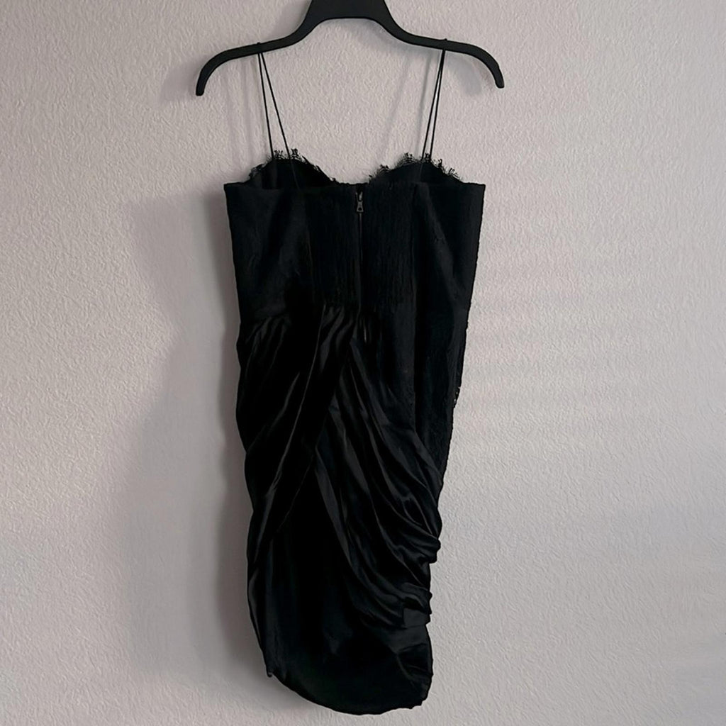 Alice and Olivia Rose Lace Draped Bustier Mini Dress, Size 6 New w/Tag $595