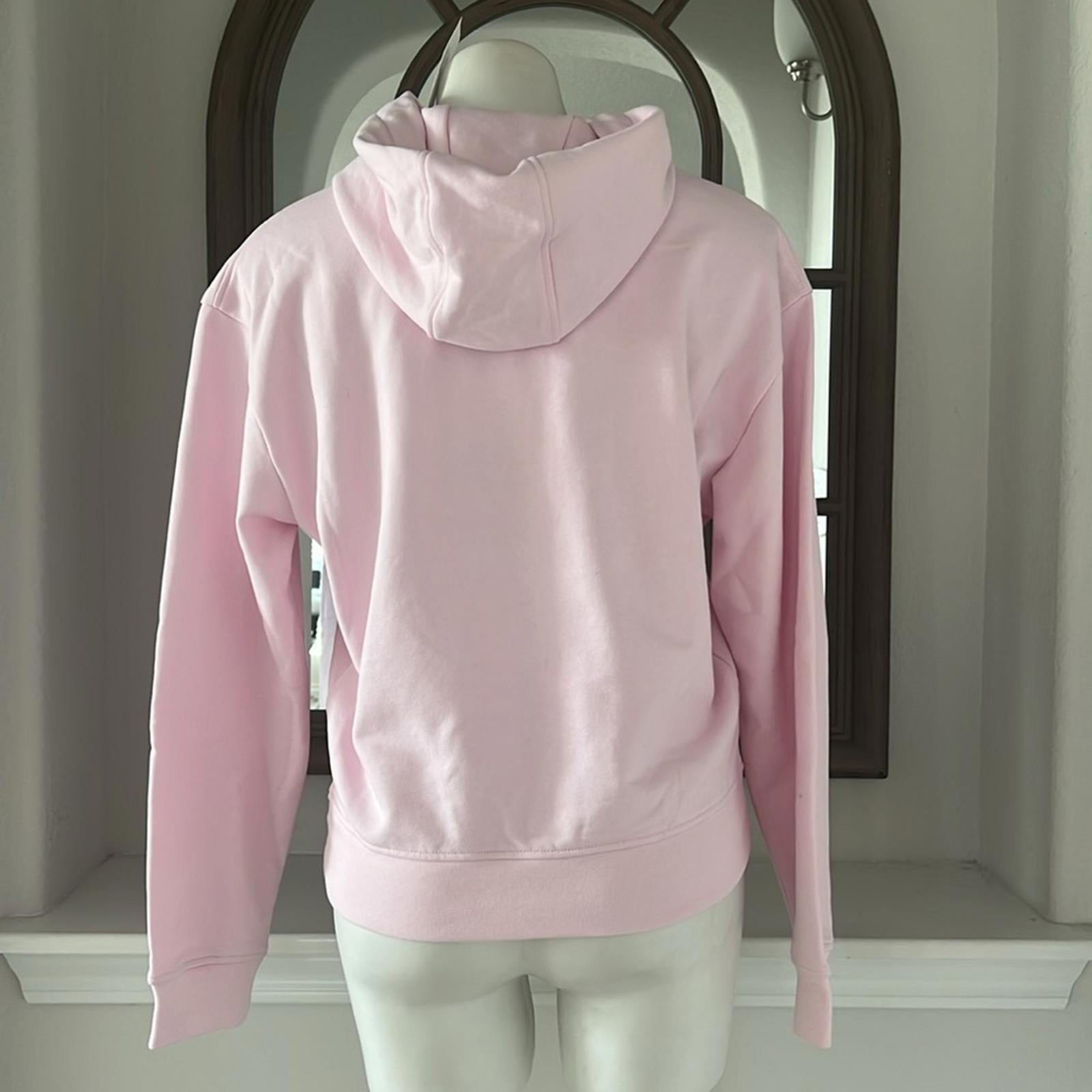 MCQ Alexander McQueen Logo Hologram Hoodie in Pink/Gold, Size S, New with Tag