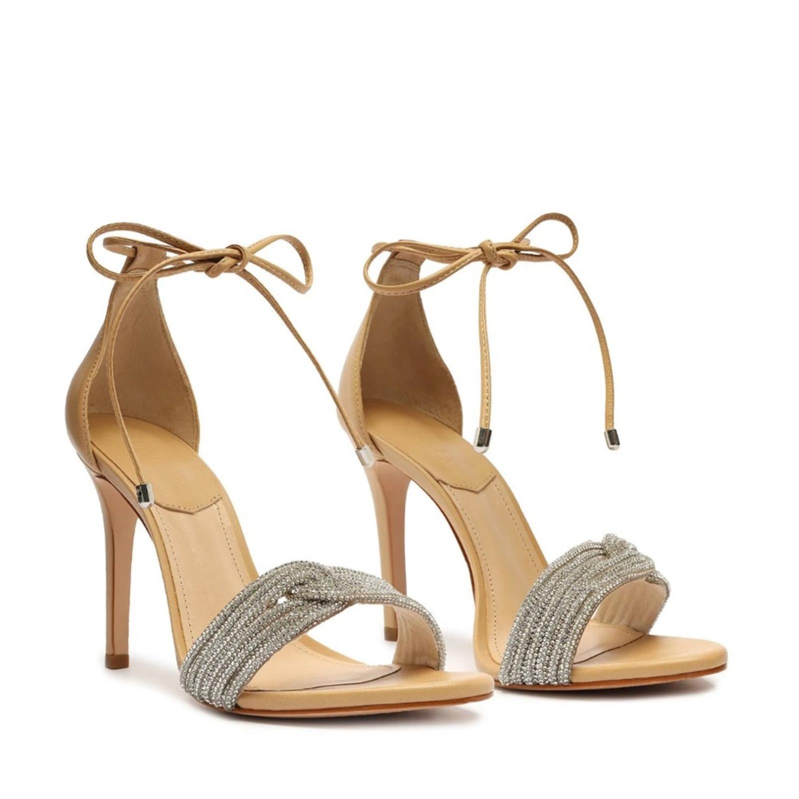 Schutz x Revolve Andy Leather Open Toe Heels, Size 8 New in Box w/Dust Bag