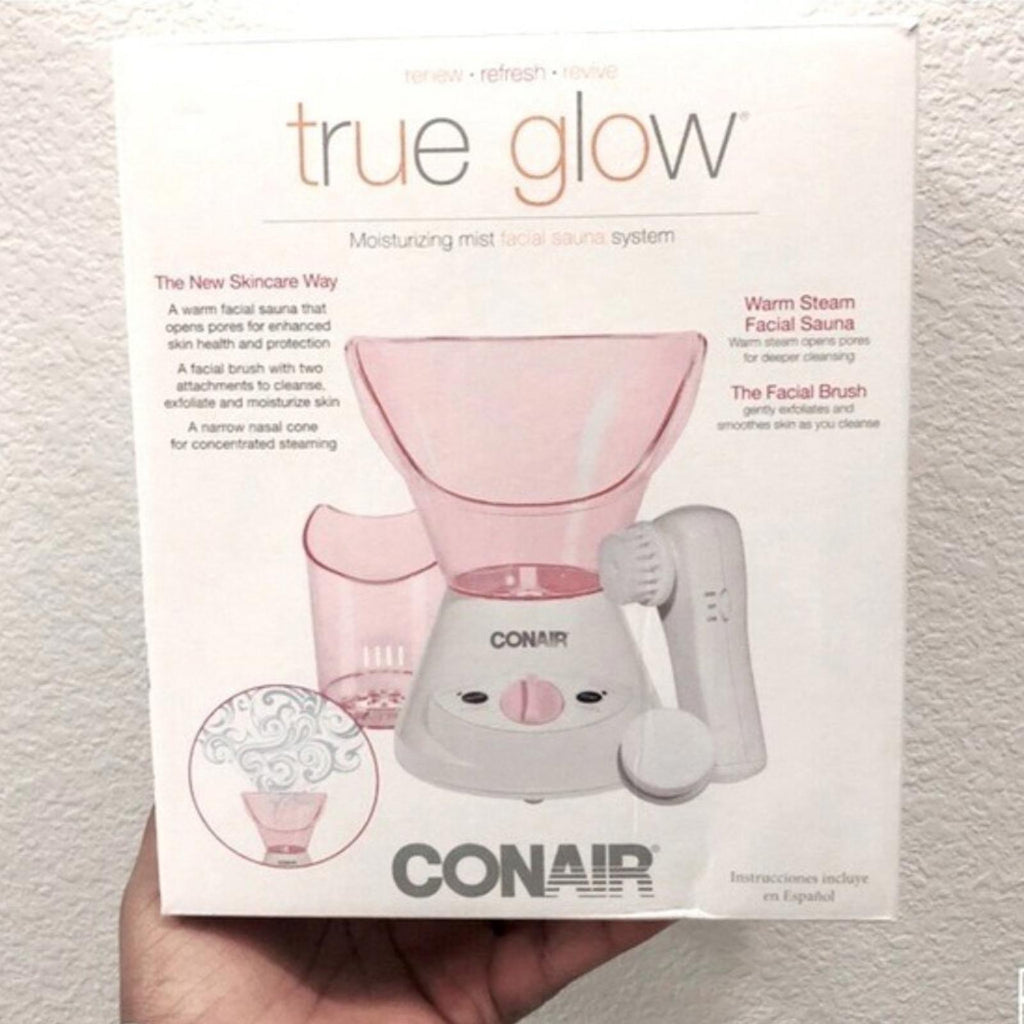 NEW Conair Warm Steam Facial Sauna with Facial Brush in Pink/White - New in Box