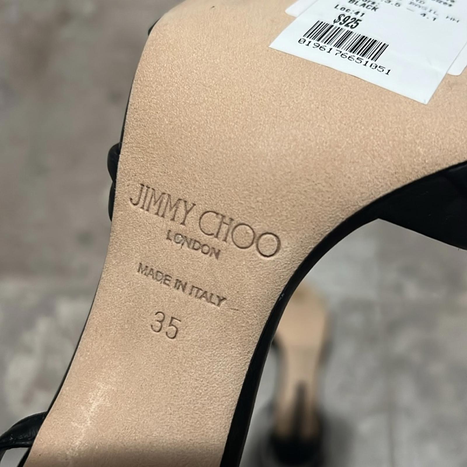 Jimmy Choo Basil Ankle Strap High Heel Black Sandals, Size 35 NEW in Box+DustBag