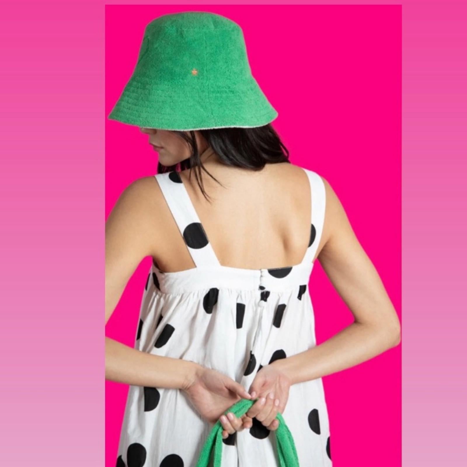 Jocelyn Palm Springs French Terry Bucket Hat, Green New w/Tag Retail $85