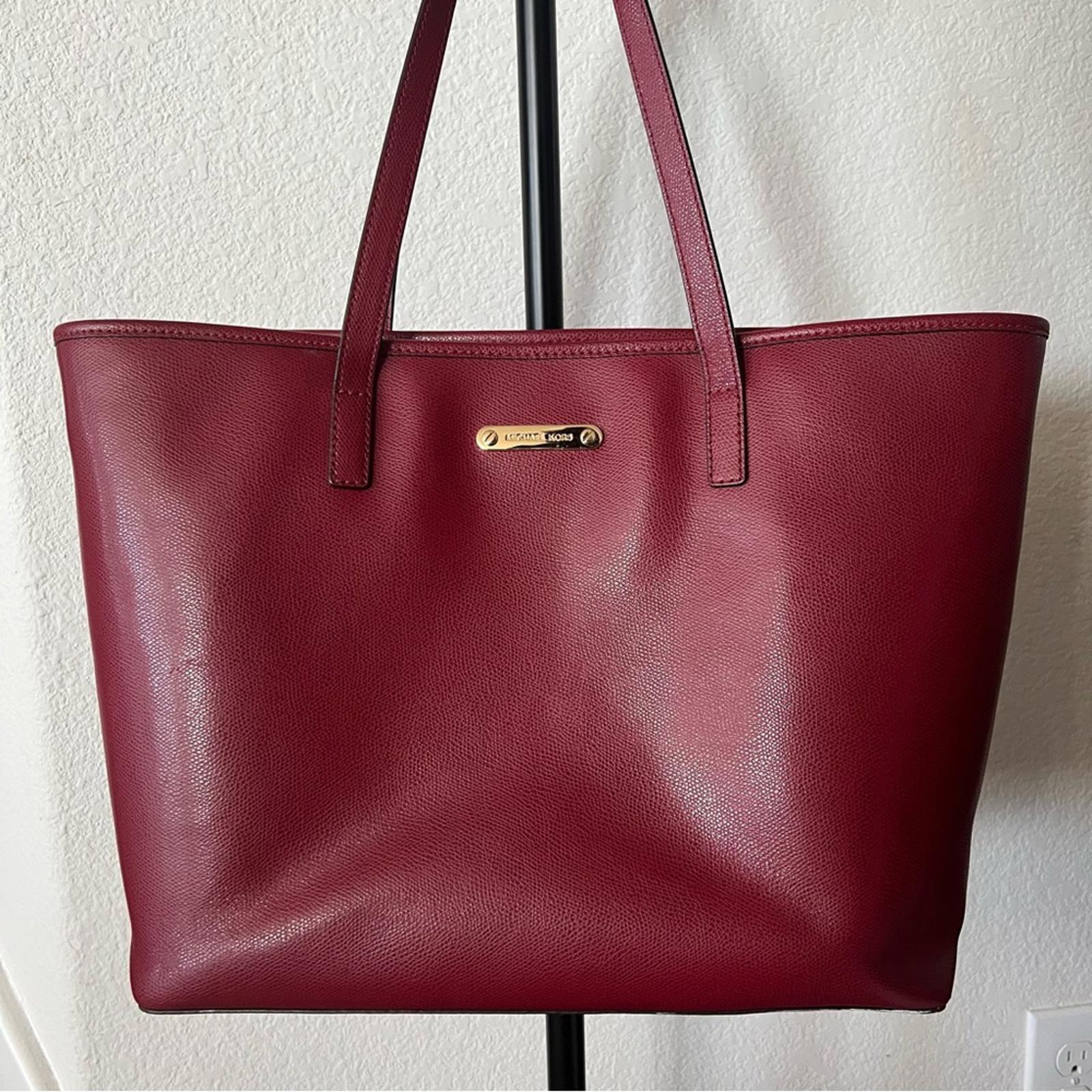 Michael Kors Red Leather Tote Bag in Burgundy, Retail $348