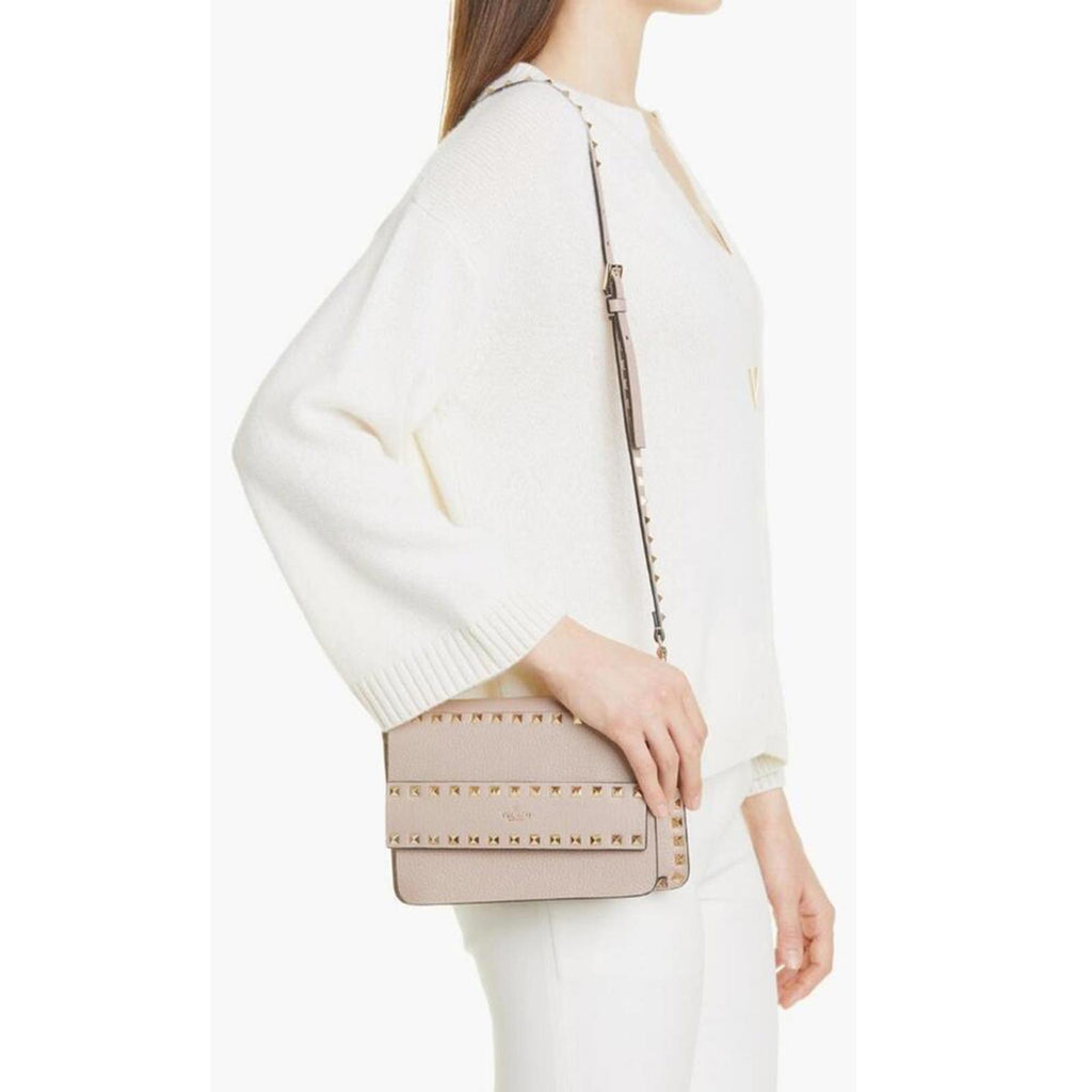 Valentino Garavani Rockstud Leather Crossbody Mauve Pink EXCELLENT Retail $1,950
