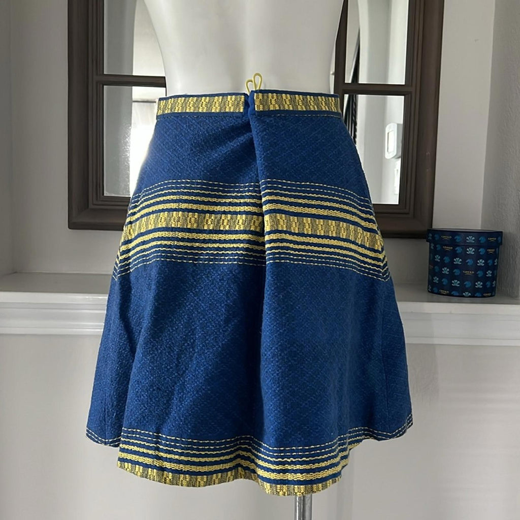 Alice + Olivia Russo Skirt, Blue/ Yellow Size 12 Retail $275
