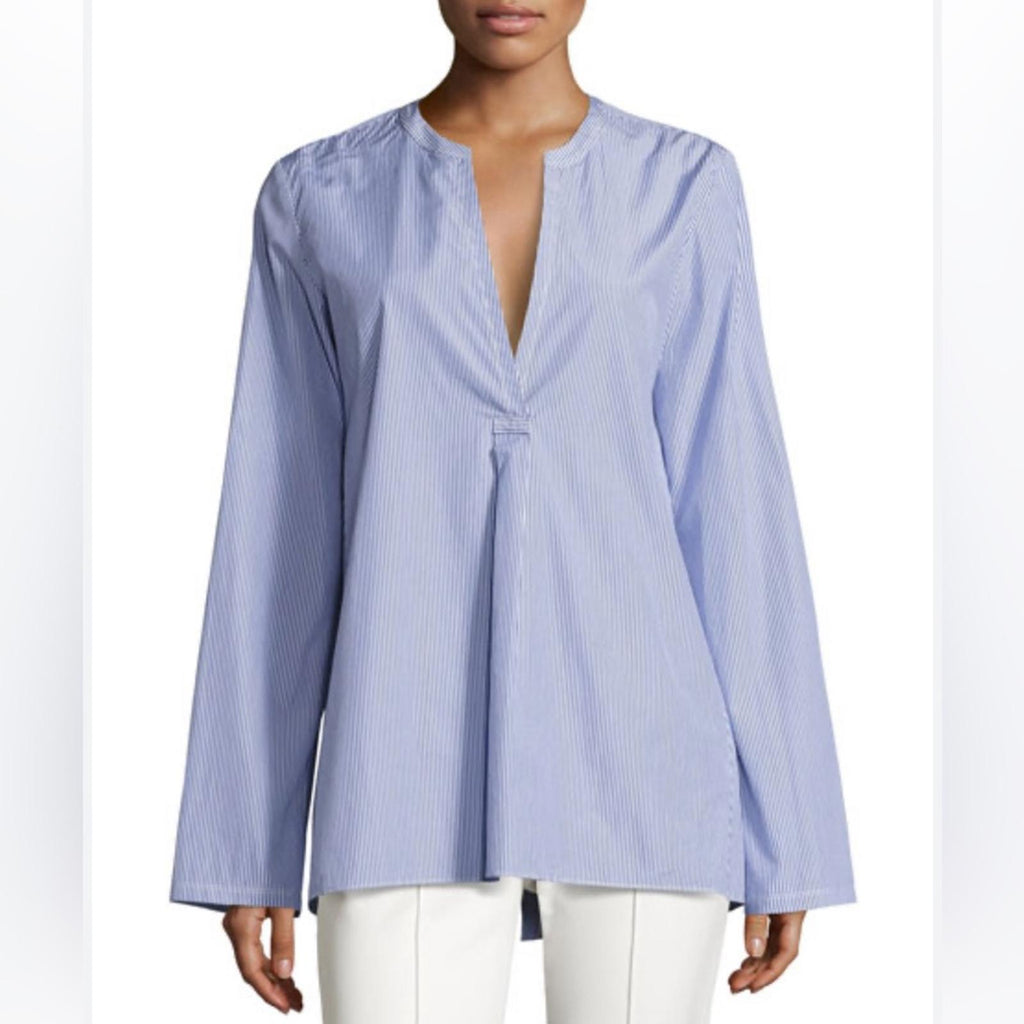 Theory Ofeliah Taff Striped Top, Blue/White Size L Retail