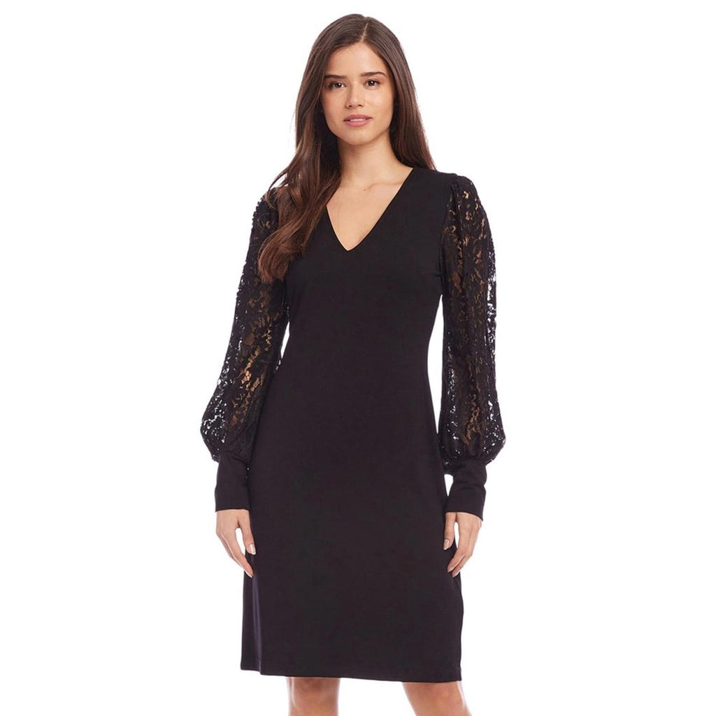 Karen Kane Lace V-Neck Midi Dress in Black, Size M New w/Tag $158