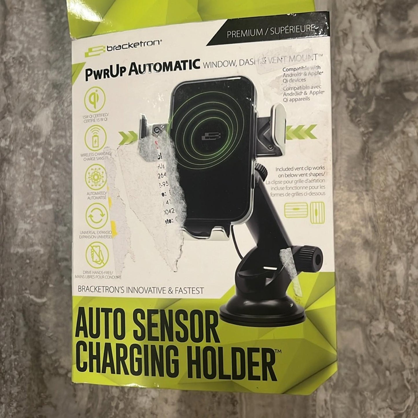 Bracketron PwrUp Qi Automatic Dash / Window / Vent Mount for Most Cell Phones