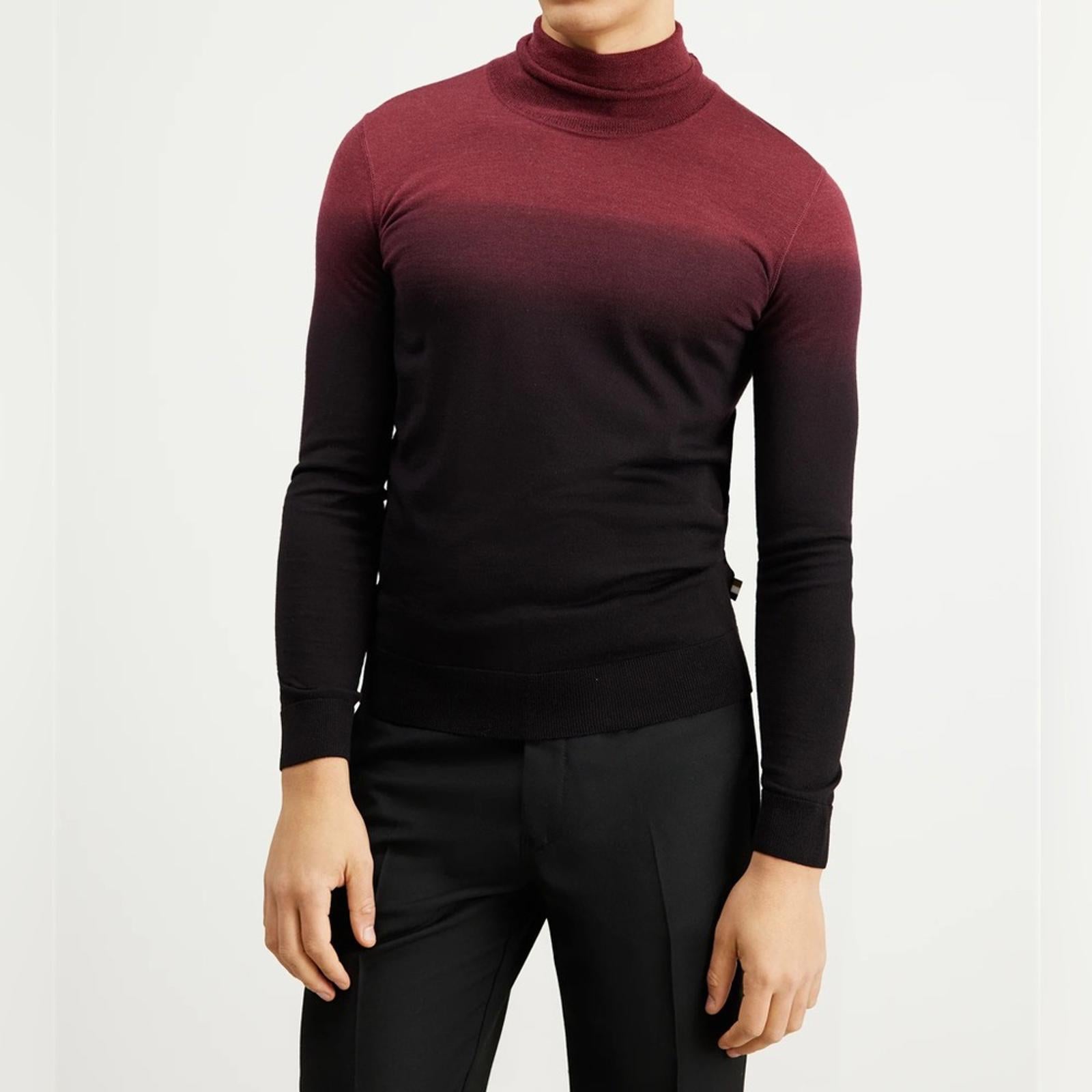 BOSS Wool & Silk Turtle Neck Sweater in Red/Black, Size S, New w/Tag