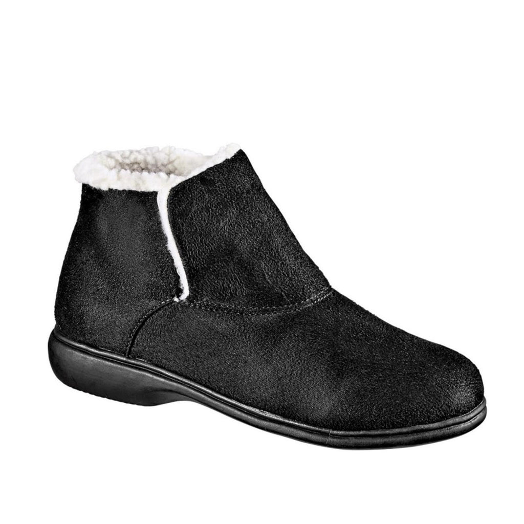 Hannah Sherpa Lined Faux Leather Ankle Booties in Black, Size 6W New w/Tag