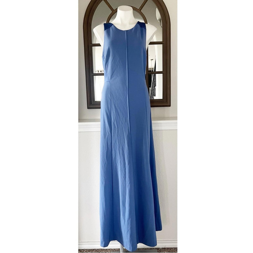 New DKNY Cross-Back Scuba Crepe Jewel Neck Evening Gown, Size 8 New w/Tag