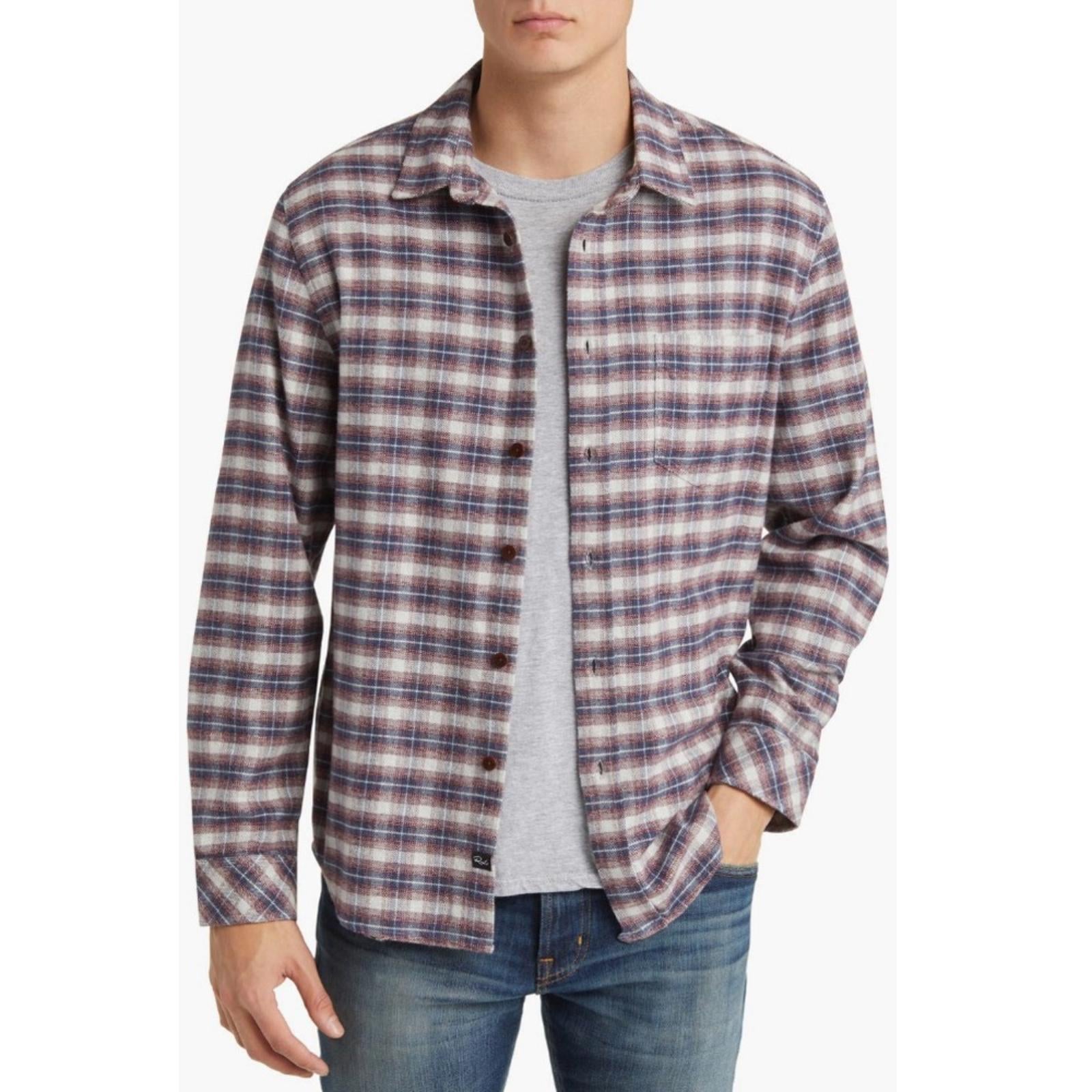 Rails Forrest Plaid Cotton Flannel Button-Up Shirt Dusk Berry Grey, Size S, NEW