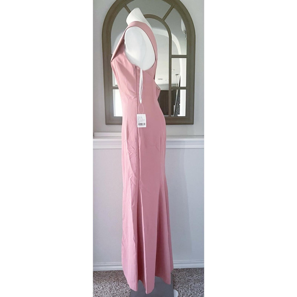 Dessy Collection Crepe Off-Shoulder Dress, Desert Rose, Size 8 New w/Tag $257