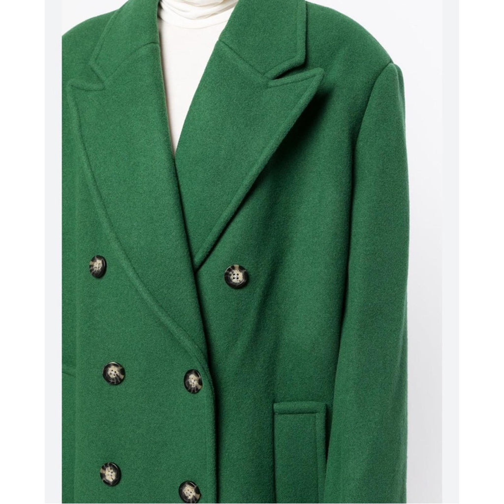Michael Kors Mensy Double-Breasted Wool Blend Coat in Green, Size XL NEW