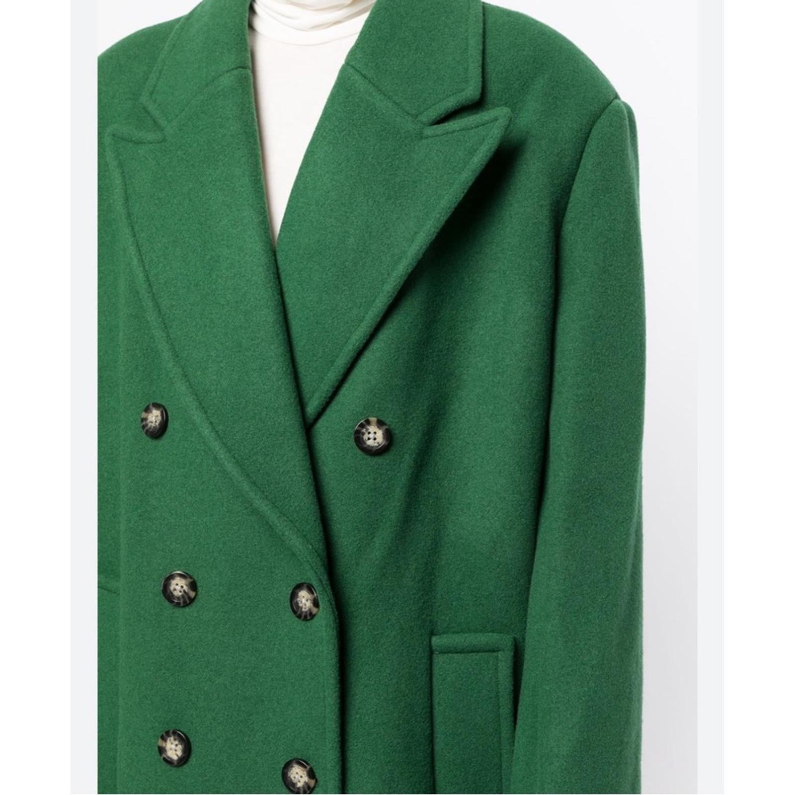 Michael Kors Mensy Double-Breasted Wool Blend Coat in Green, Size XL NEW