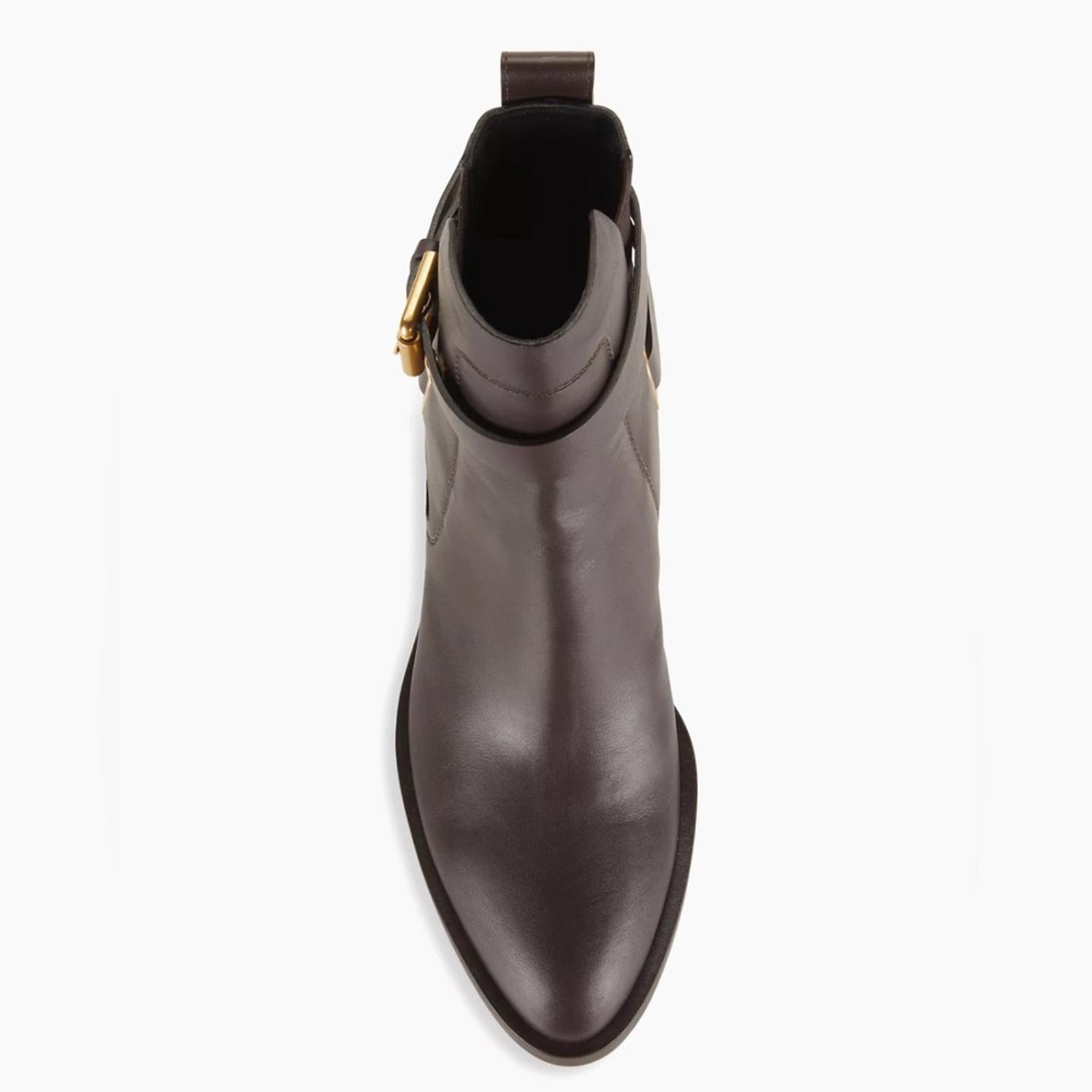 See by Chloé Dark Brown Calf Averi Block Heel Leather Bootie, Size 41 w/DustBag