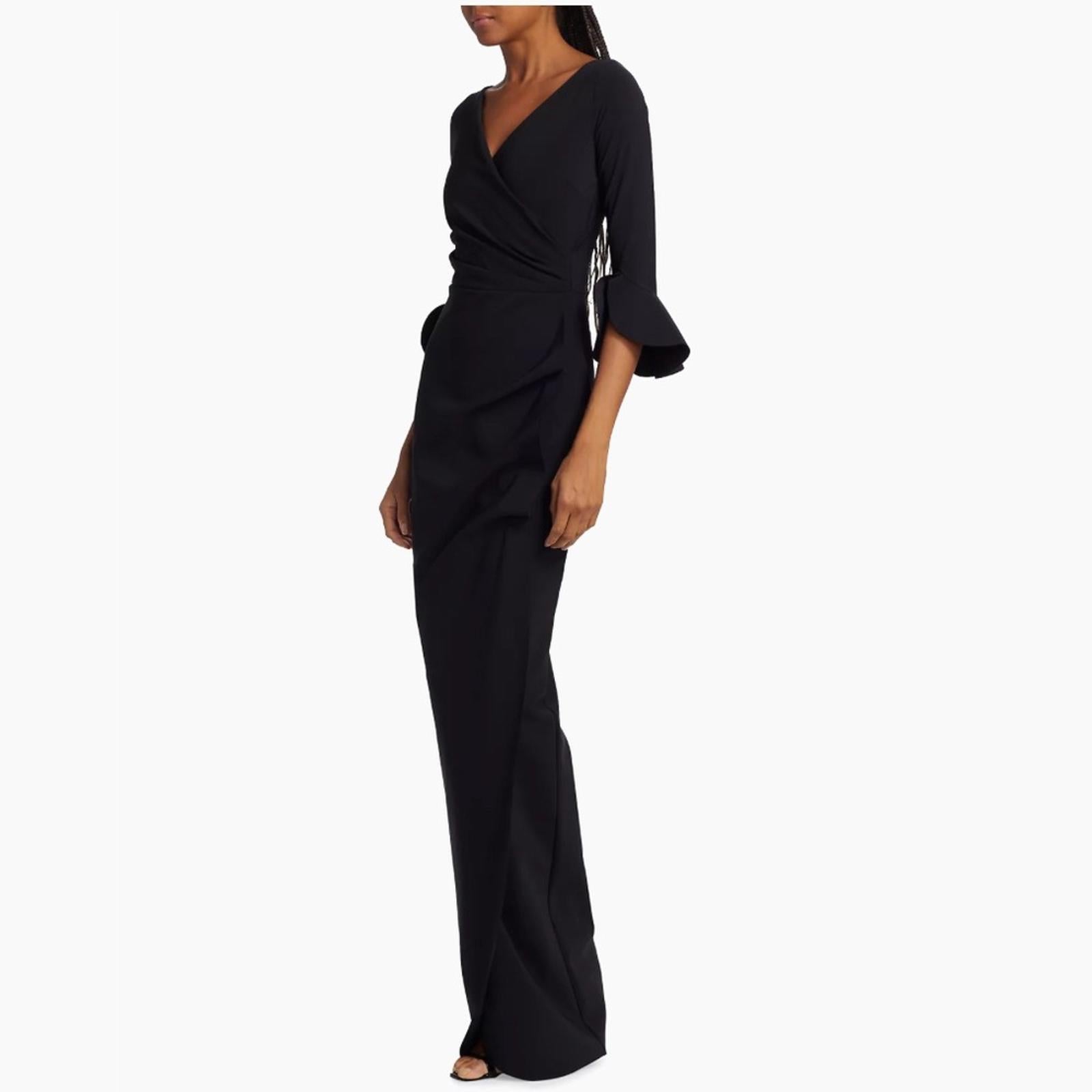 NWT Chiara Boni La Petite Robe Zalfa Column Gown in Black Size 16 MADE IN ITALY