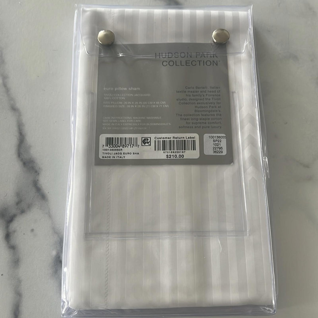 Hudson Park Collection Italian Tivoli Jacquard Euro Sham in White, Made in Italy