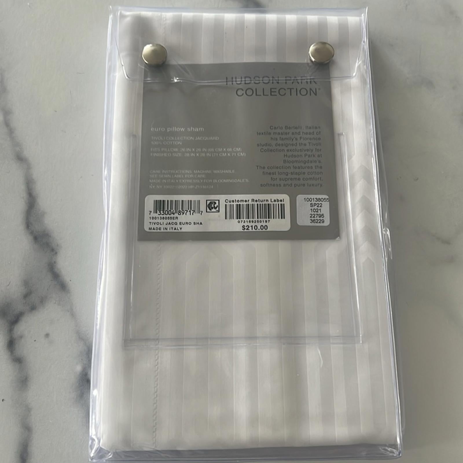 Hudson Park Collection Italian Tivoli Jacquard Euro Sham in White, Made in Italy