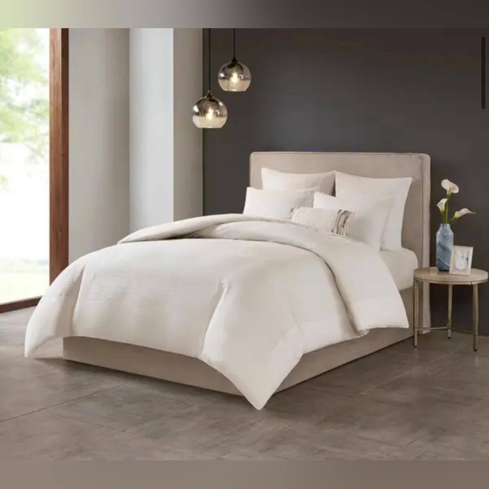 NATORI Hanae Queen Cotton Blend Yarn Dyed 3-Piece Duvet Cover Set, New w/Tag