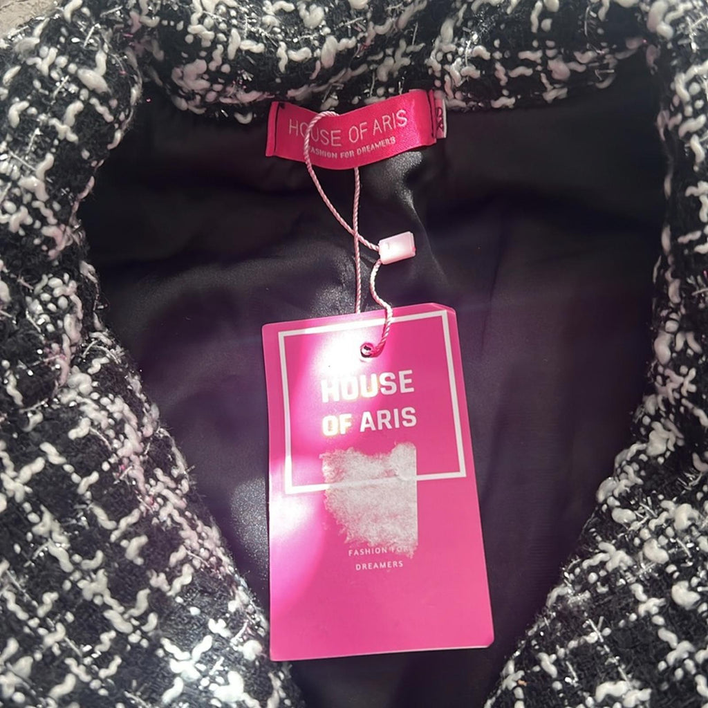 House of Aris 2-Piece Tweed Blazer & Skirt in Black & White, Size XS New w/Tag