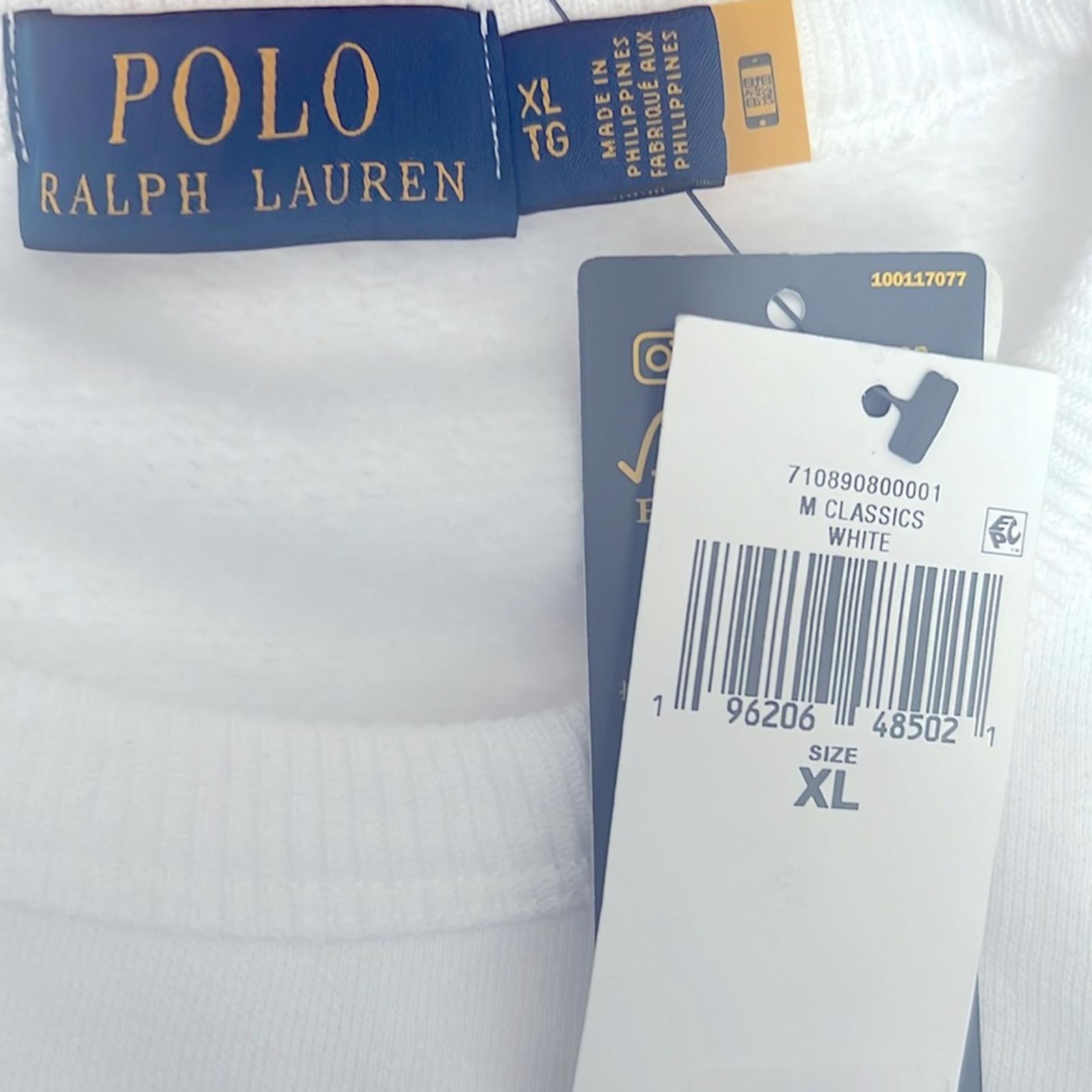 Polo Ralph Lauren Logo Tie-Dye Print Fleece Sweatshirt, White Size XL New w/Tag