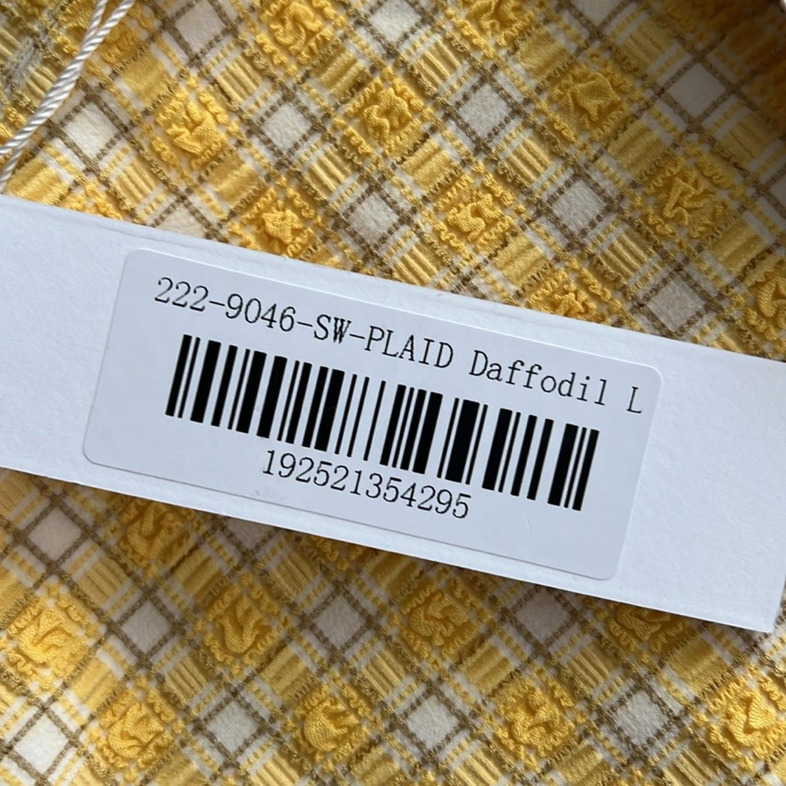 Jonathan Simkhai Rosabel Seersucker Swimsuit, Plaid Daffodil, Size L NWT $275