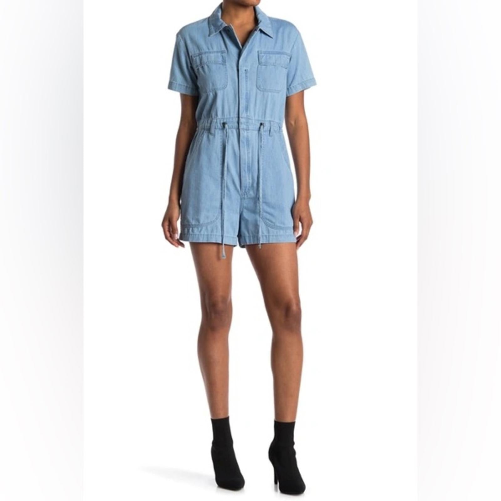Baldwin Aurora Denim Romper in Lind/Blue, Size L New w/Tag $264