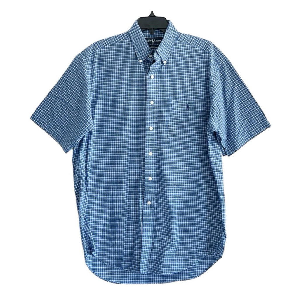 Ralph Lauren Blake Cotton Short Sleeve Plaid Shirt, Size M EXCELLENT!