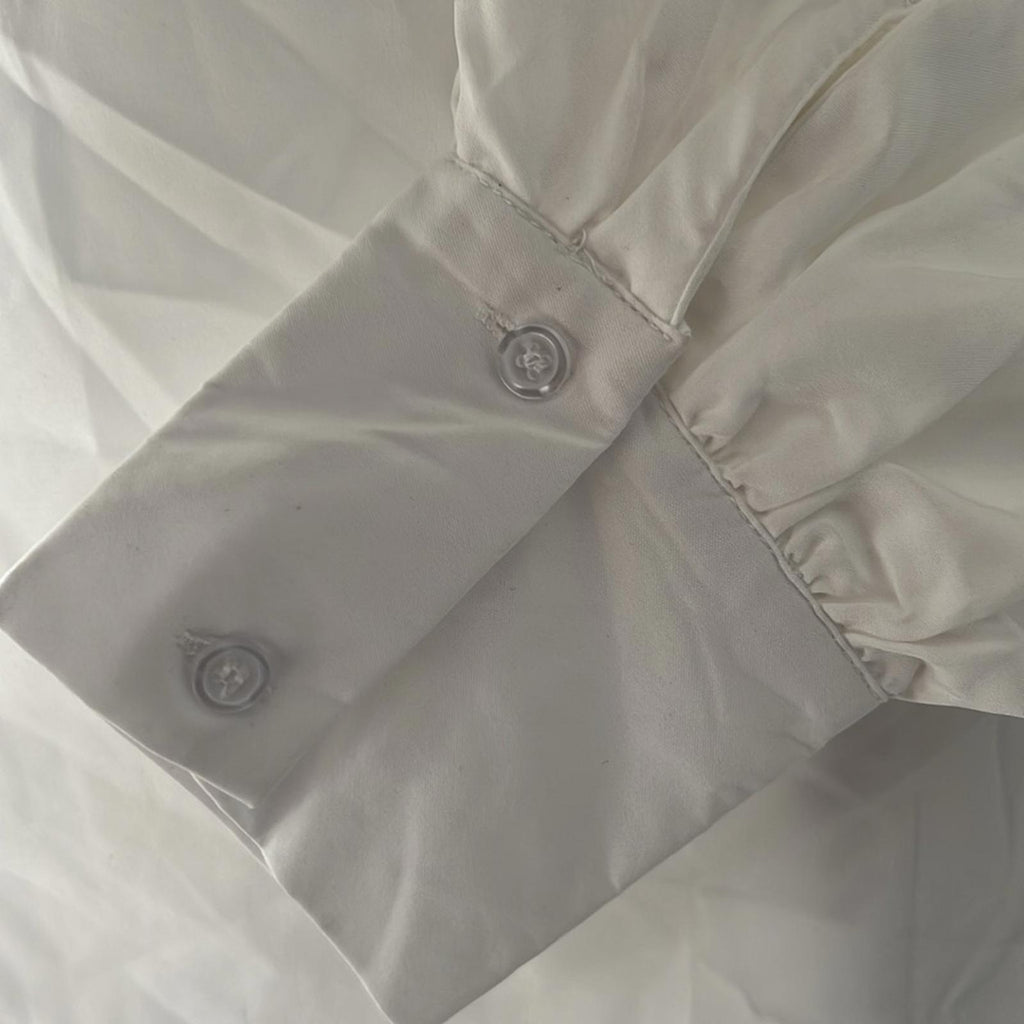 To My Lovers Ruffled Tie Sash Blouse in White, Size S New w/Tag $160