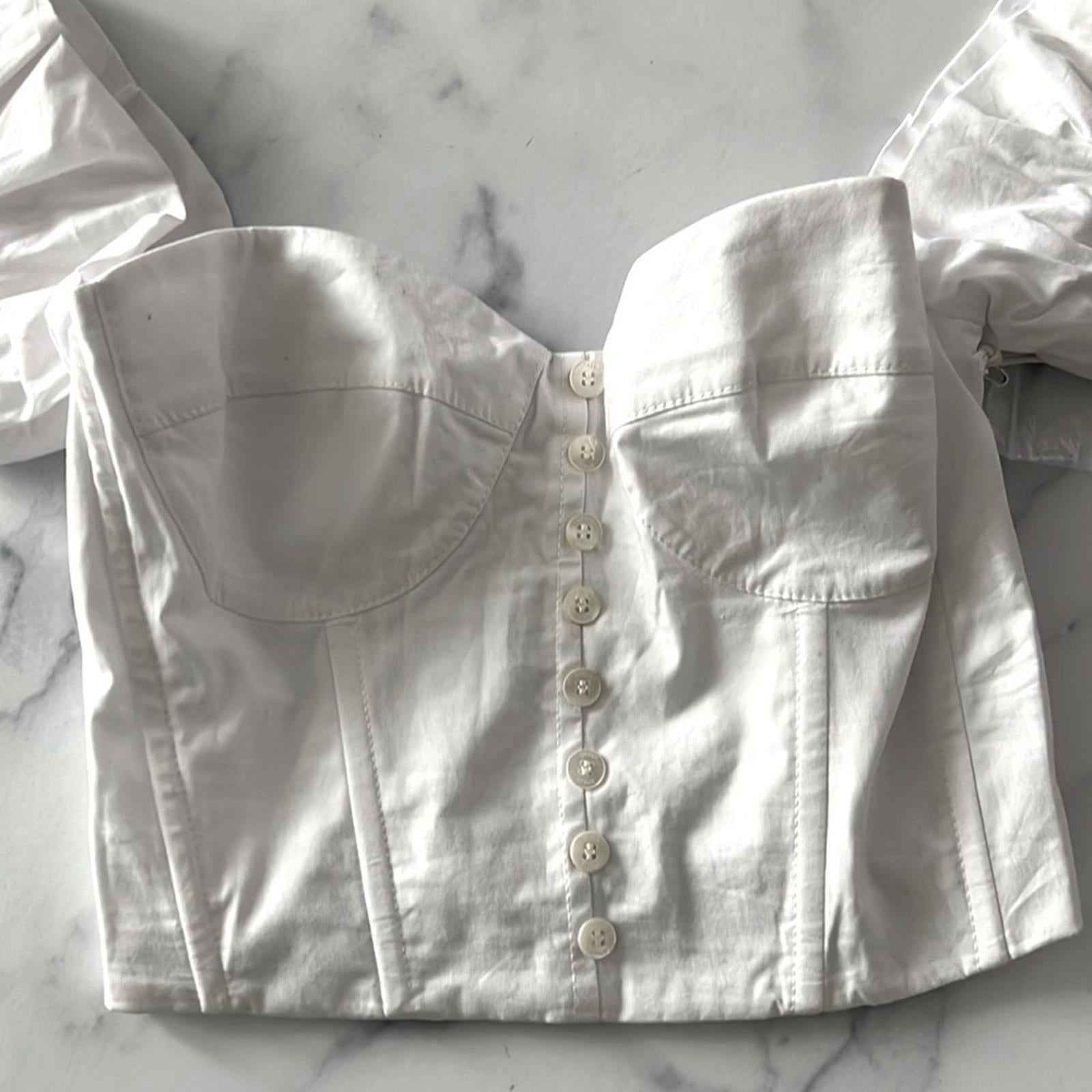 STAUD Revolve* Bouvier Crop Top in White, Size S New w/Tag Retail $245 SOLD OUT!