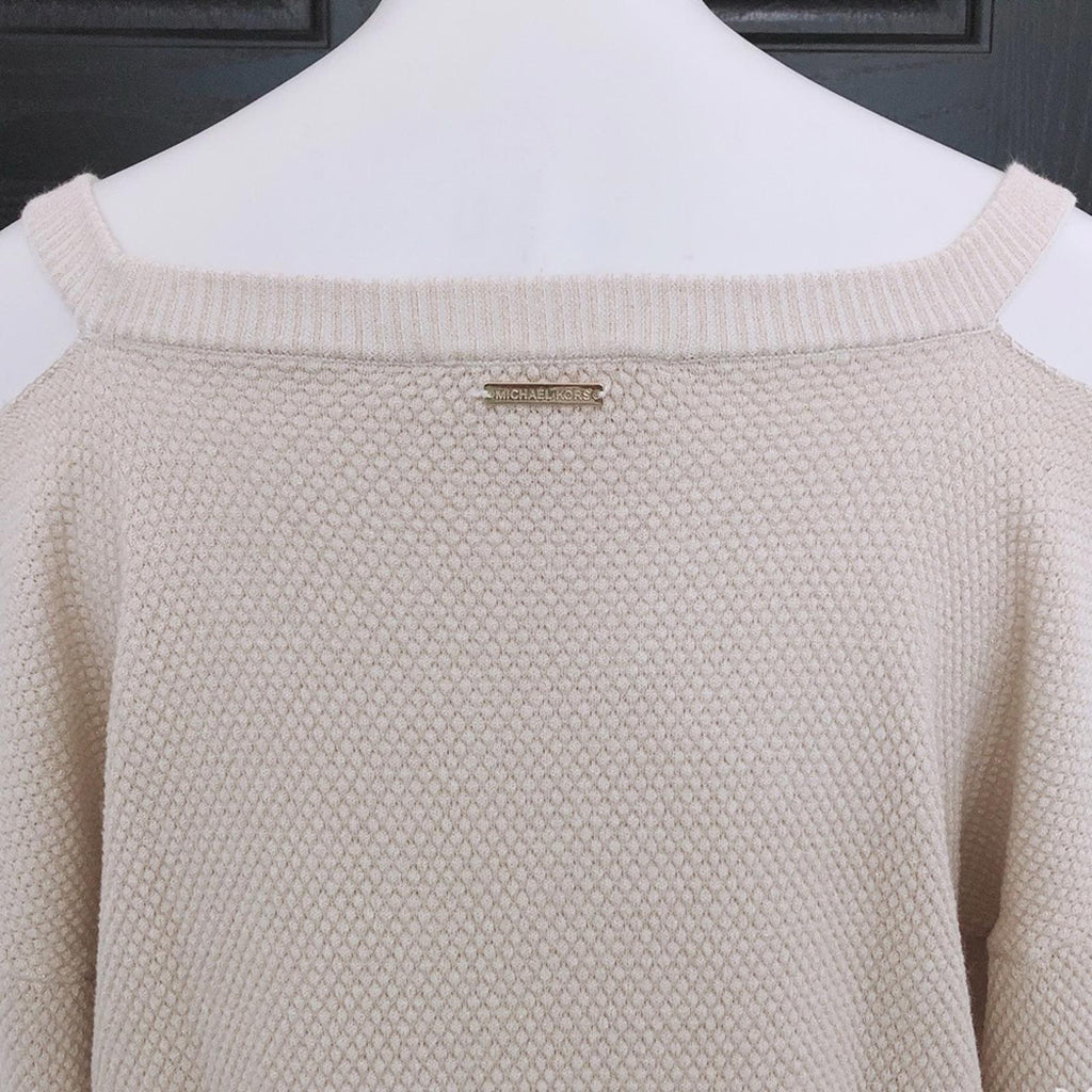 Michael Kors Waffle Knit Sweater, Knit Cut-Out Pullover Size L