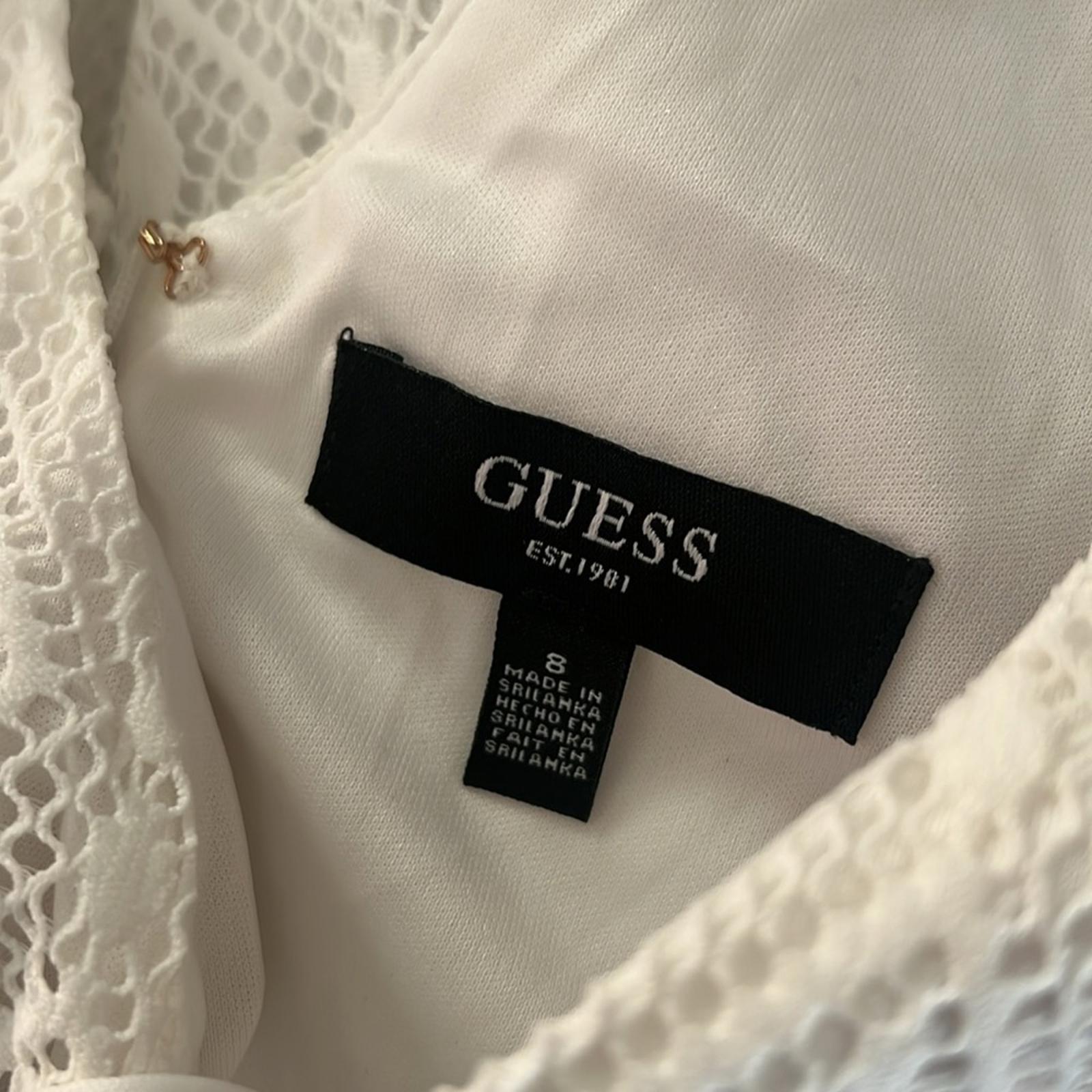 GUESS Geo Lace Sheath Dress w/Key Hole Detail in White, Size 8 New w/Tag $128