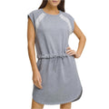 DKNY Lace Drawstring-Waist Crewneck Short Shift Dress Heather Grey, NWT, Size M
