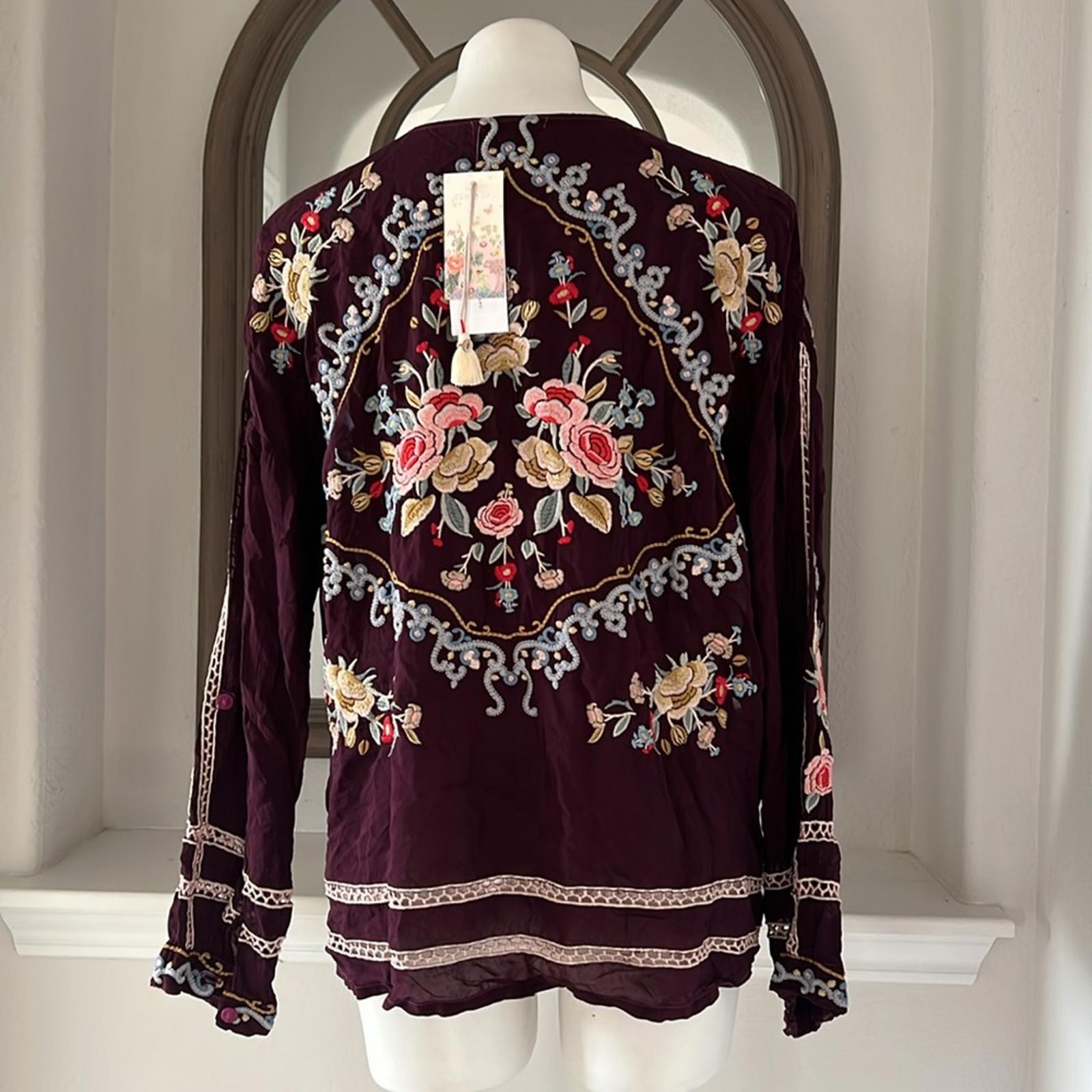Johnny Was Carmen Button-Up Blouse in Jam, Size L, New w/Tag