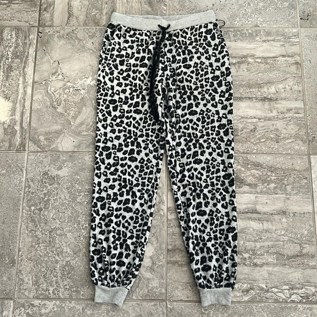 Vince Camuto Cheetah Print Jogger Pants in Grey & Black, Size XS New w/Tag