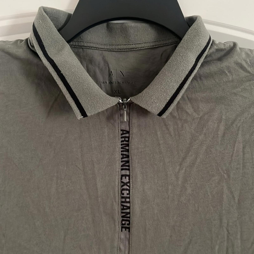 AX Armani Exchange Zipper Logo Polo Shirt in Olive Green, Size XL EXCELLENT!