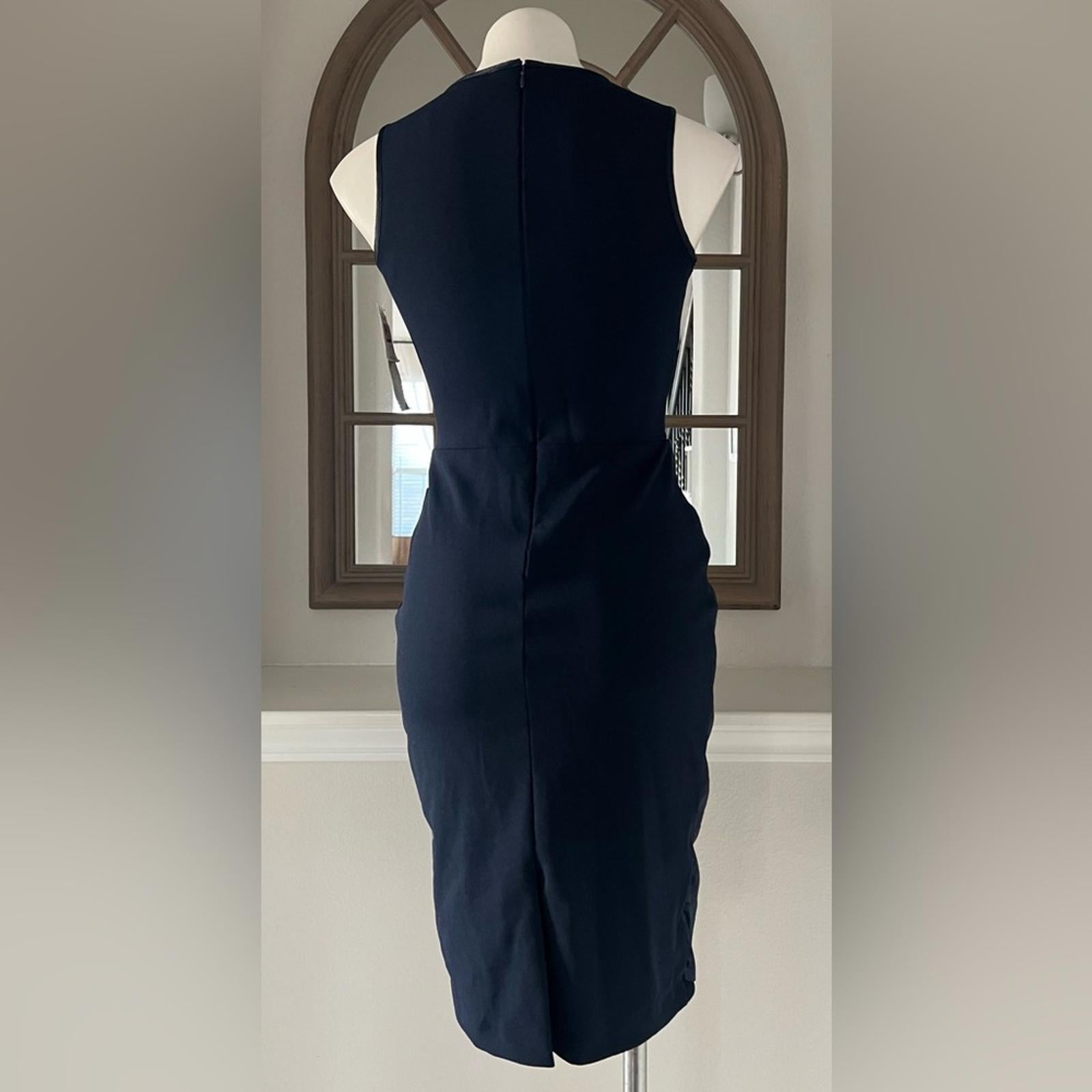 Betsy & Adam Satin Sarong Crepe Dress in Navy, Size 2 New w/Tag Retail $199