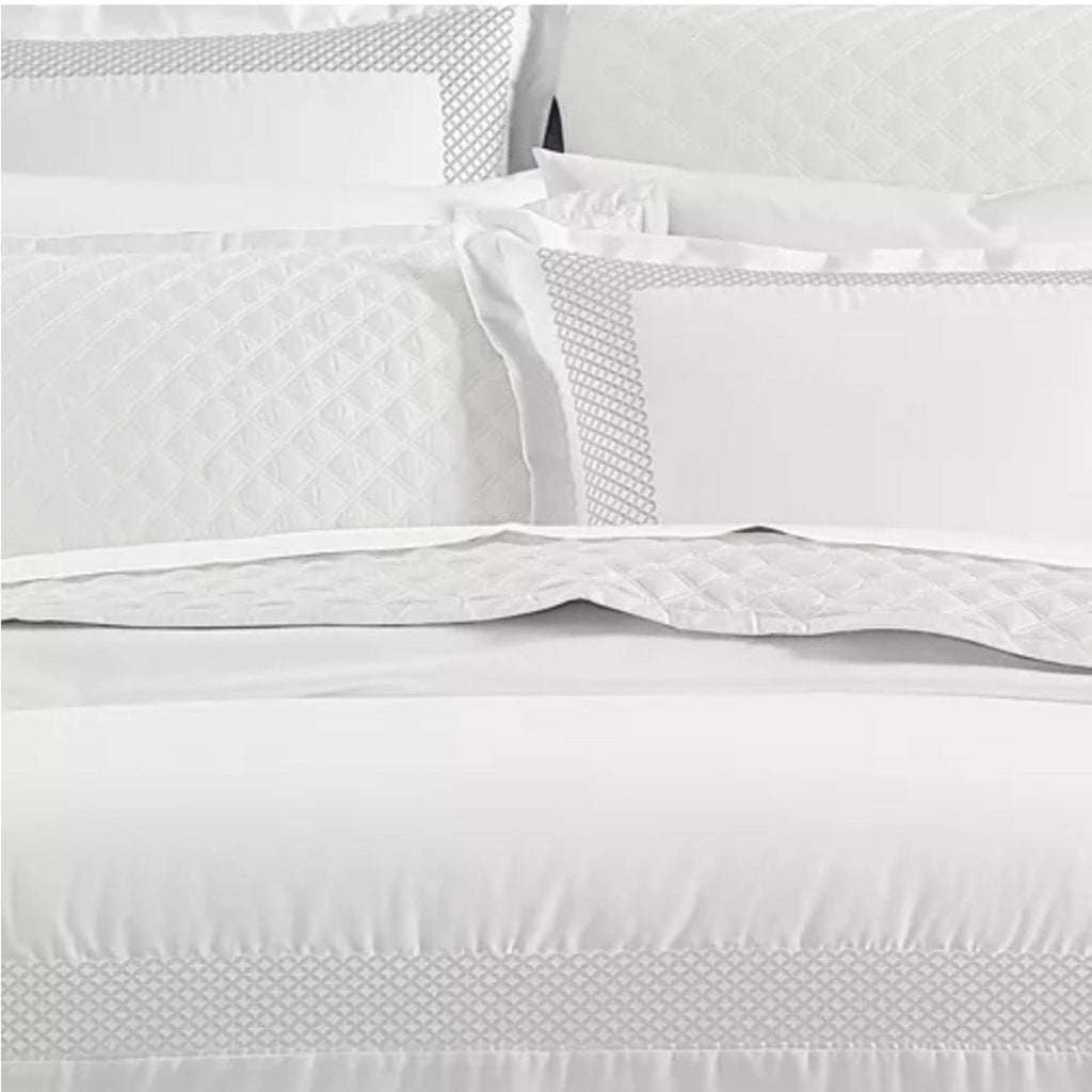 Hudson Park Collection 500TC Embroidered Geo Duvet Cover Twin Pima Cotton $340