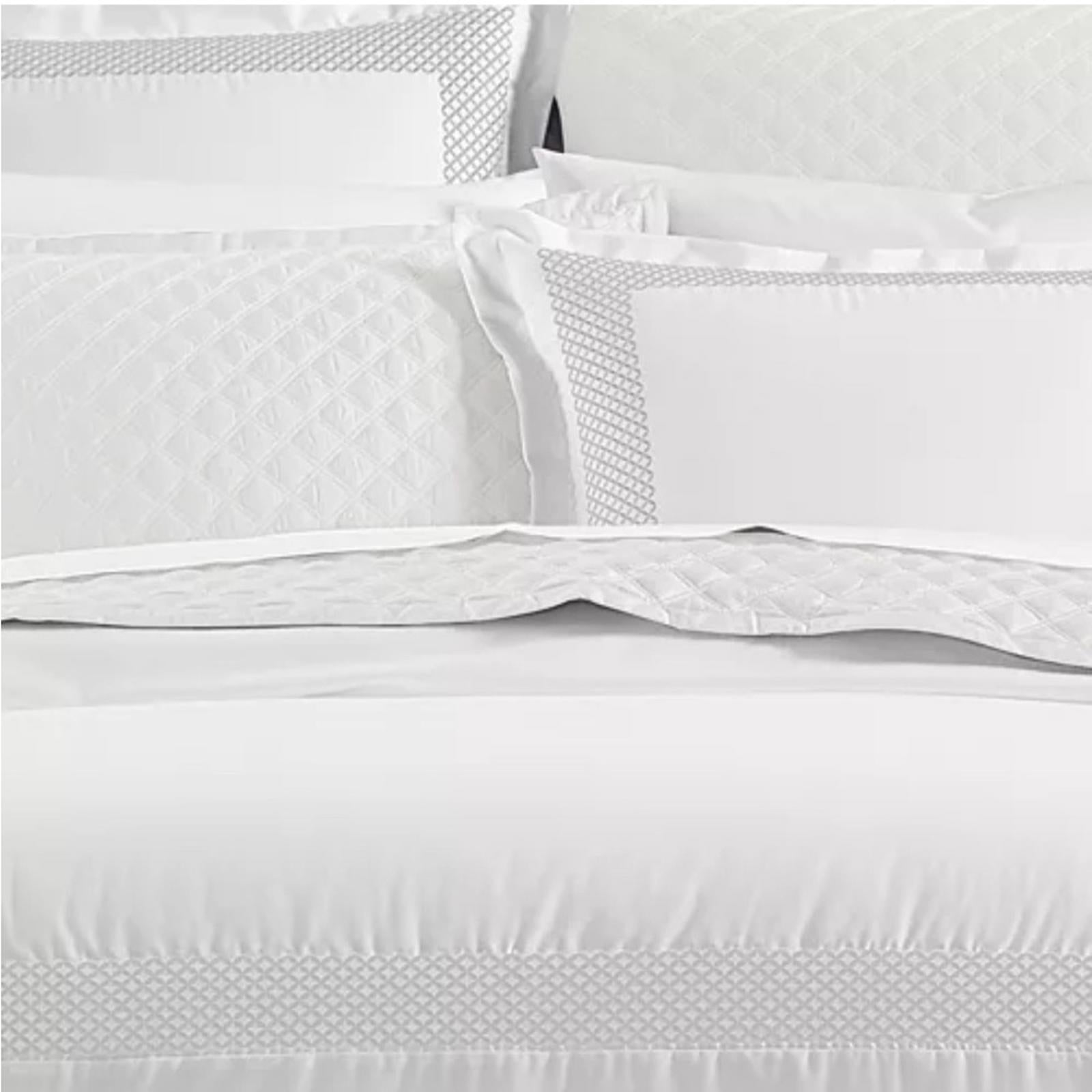 Hudson Park Collection 500TC Embroidered Geo Duvet Cover Twin Pima Cotton $340