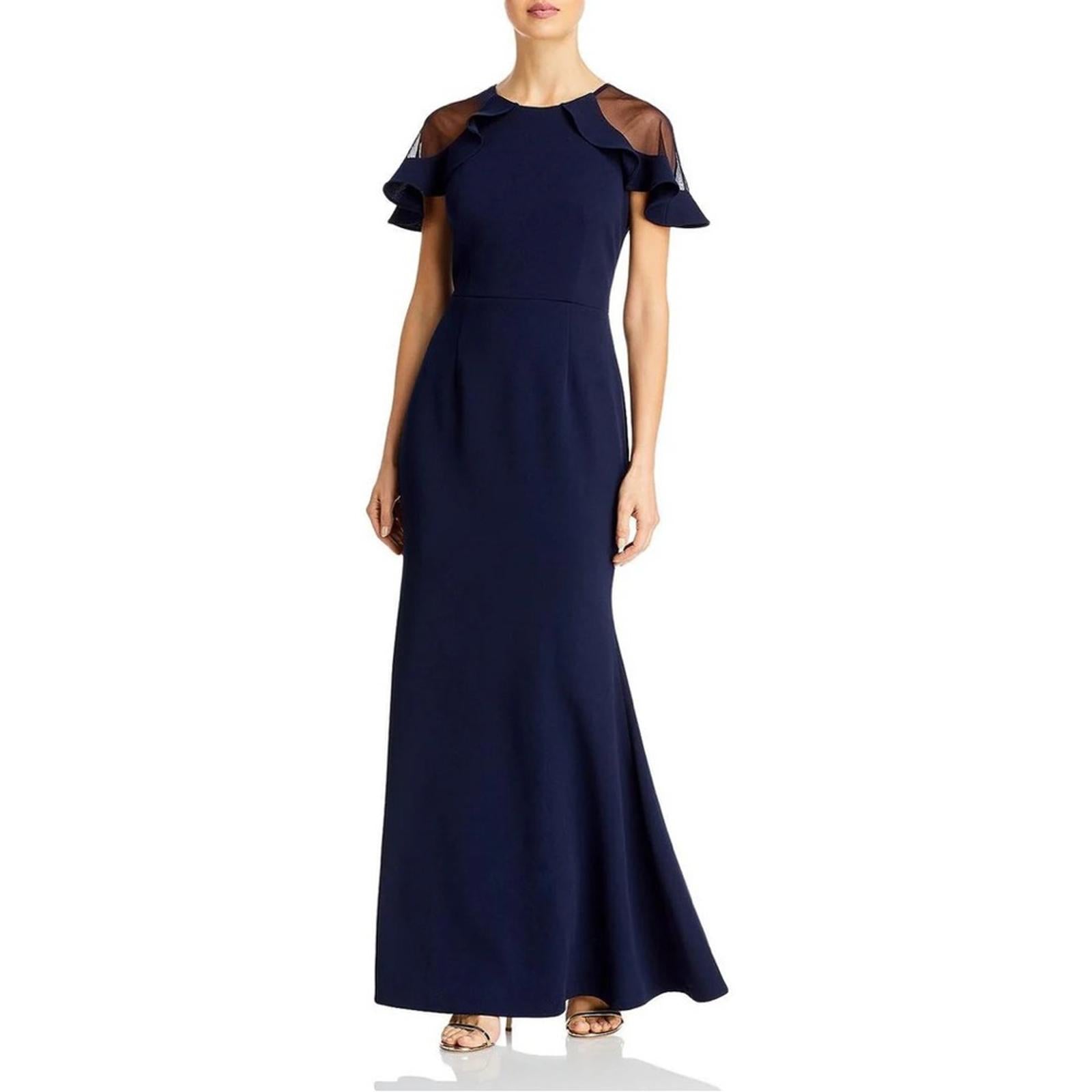 Eliza J. Mush Flutter Sleeve Maxi Dress in Navy, Size 6, NEW