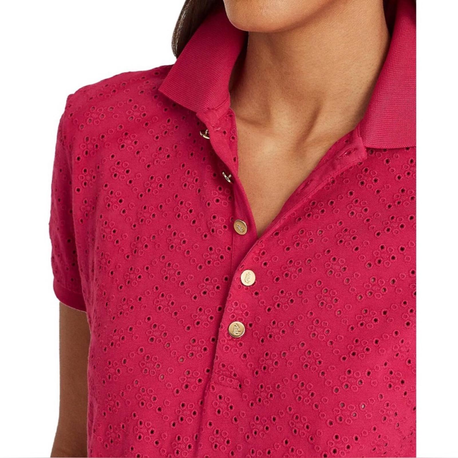 Lauren Ralph Lauren Pink Embroidered Polo Shirt, Size 3X, New with Tag
