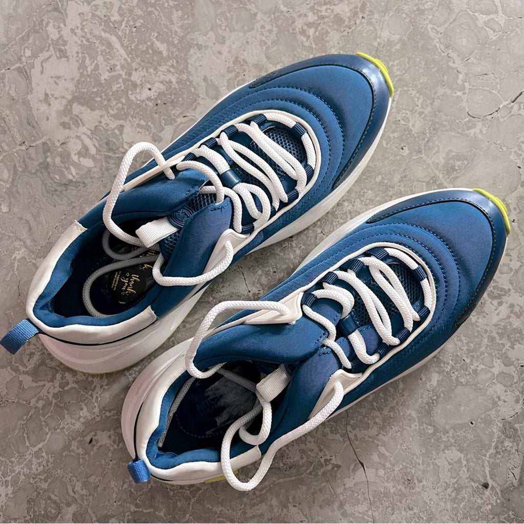 Michael Kors Dara Color-Block Nylon Trainers, River Blue Size 8.5M Retail $195
