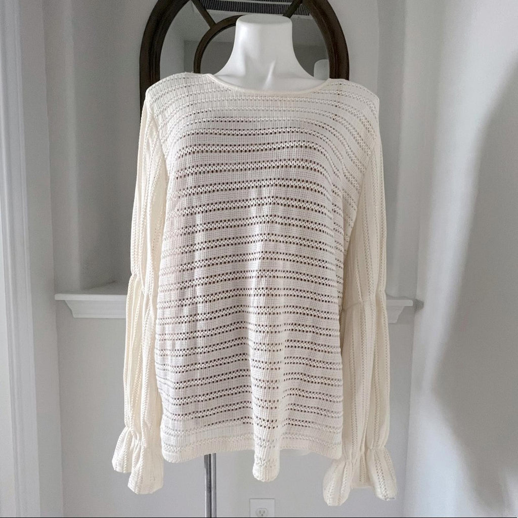 MK Long Sleeve Blouse in Bone/Cream, Size XL New w/Tag