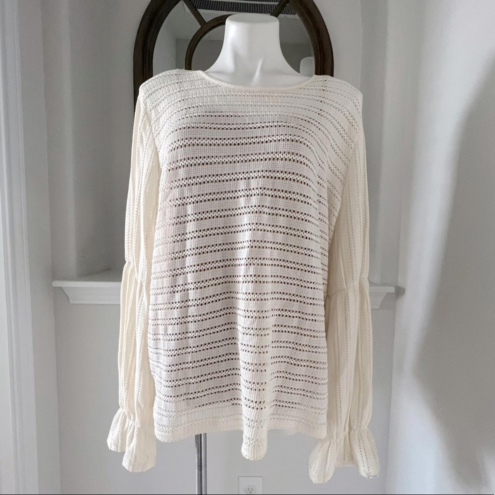MK Long Sleeve Blouse in Bone/Cream, Size XL New w/Tag