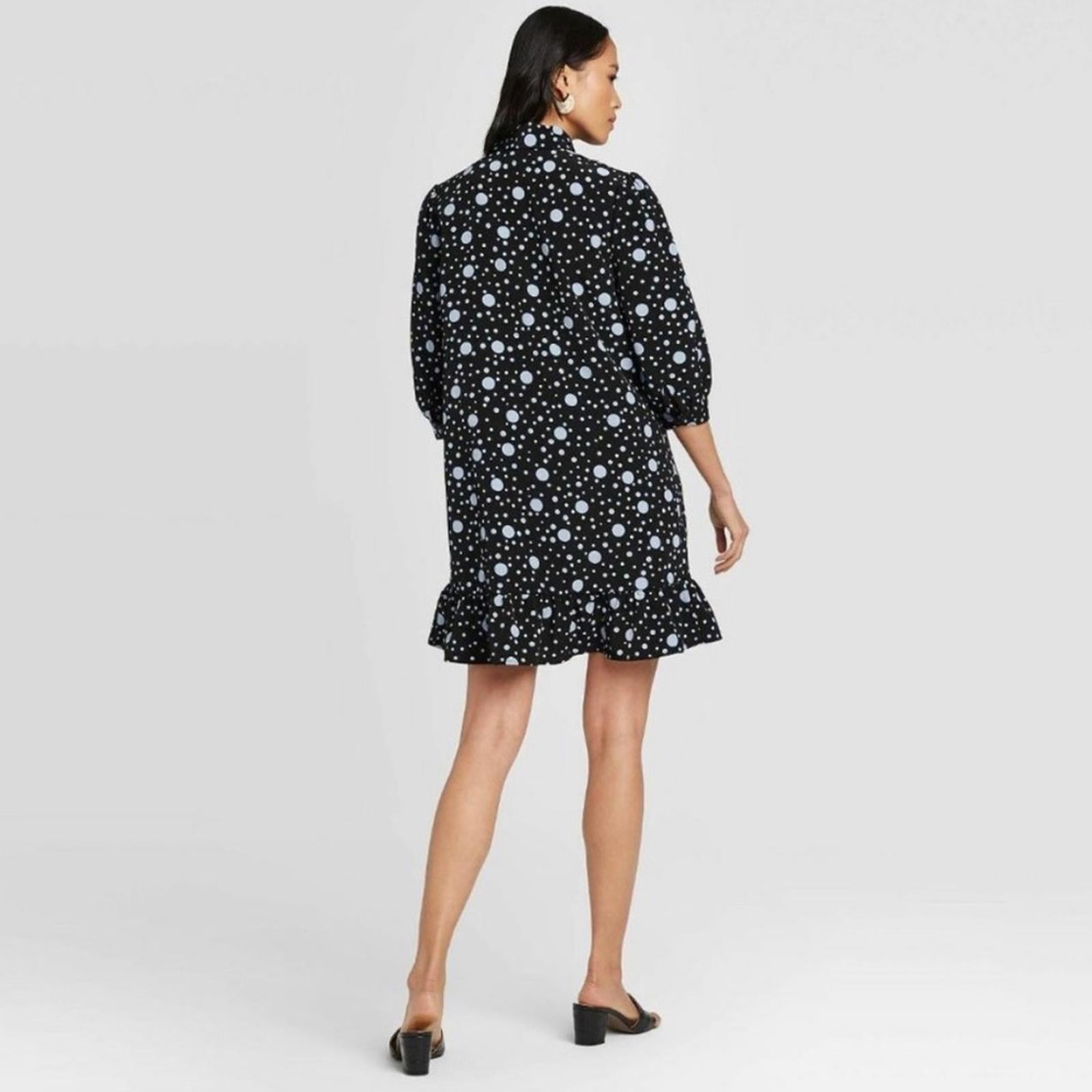 Who What Wear Polka Dot High Neck Shift Mini Dress Size L, New w/o Tag